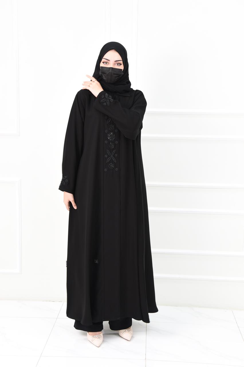 عباية نصف كلوش بتطريز يدوي