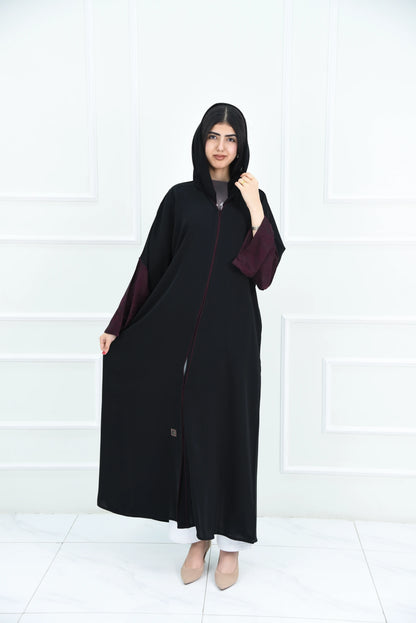 عباية سوداء كاجوال صيفي مع قيطان وأكمام عودي