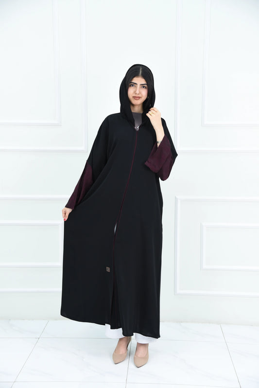 عباية سوداء كاجوال صيفي مع قيطان وأكمام عودي