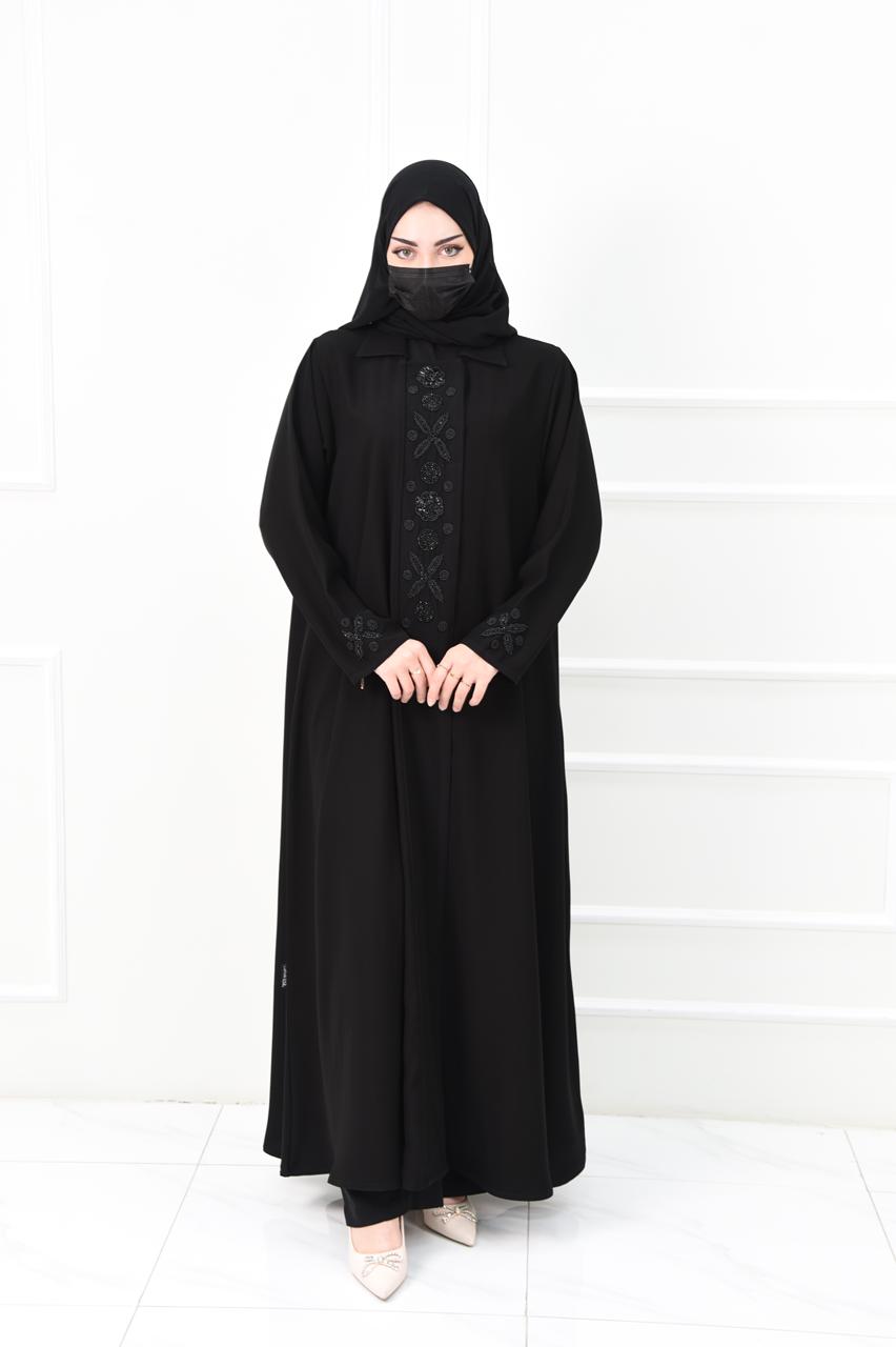 عباية نصف كلوش بتطريز يدوي