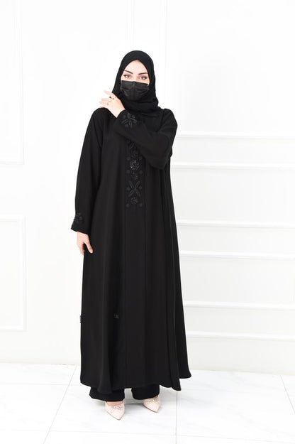 عباية نصف كلوش بتطريز يدوي